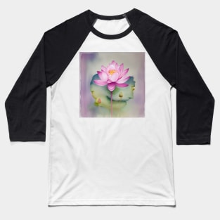 Large Pink Lotus Watercolour Flower Baseball T-Shirt